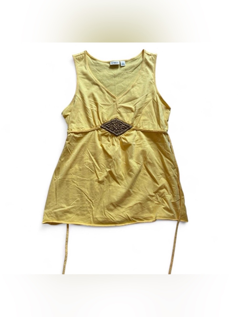 Y2K beaded tie back blouse